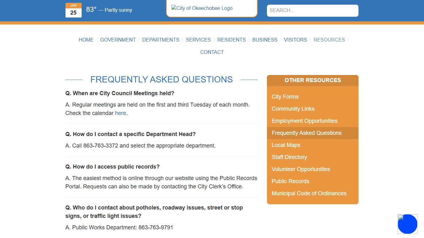Resources > Frequently Asked Questions City of Okeechobee